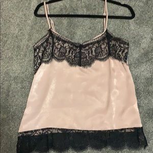 Blush top with black lace. Perfect for suit jacket